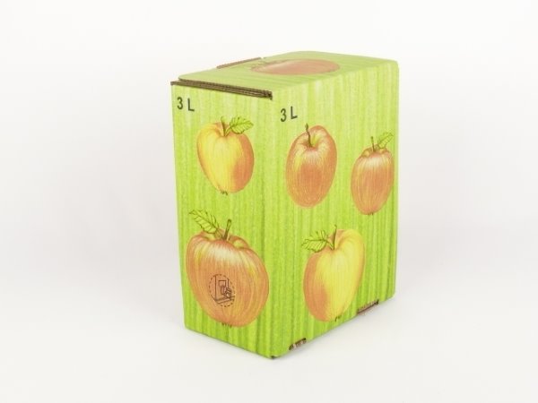 Karton Bag in Box 3 Liter Apfeldekor, Saftkarton, Faltkarton, Apfelsaft-Karton, Saftschachtel, Schachtel. - Bild 1